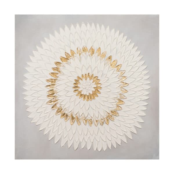 Mandala in Weiß-Gold 90x90cm – Bild 2